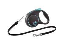 Поводок-рулетка для собак flexi Black Design S 5 м 12 кг трос, синий