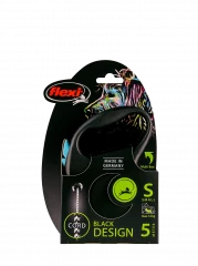Поводок-рулетка для собак flexi Black Design S 5 м 12 кг трос, синий