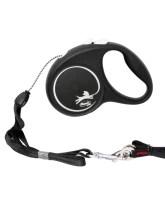 Поводок-рулетка для собак flexi Black Design S 5 м 12 кг трос, черный
