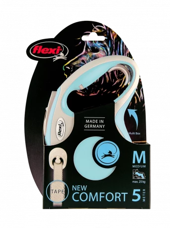 Поводок-рулетка flexi New Comfort M 5 м 25 кг лента, голубой