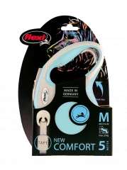 Поводок-рулетка flexi New Comfort M 5 м 25 кг лента, голубой