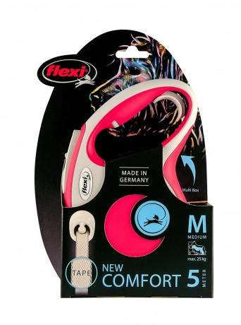 Поводок-рулетка flexi New Comfort M 5 м 25 кг лента, красный