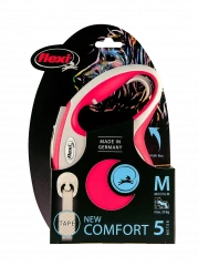 Поводок-рулетка flexi New Comfort M 5 м 25 кг лента, красный