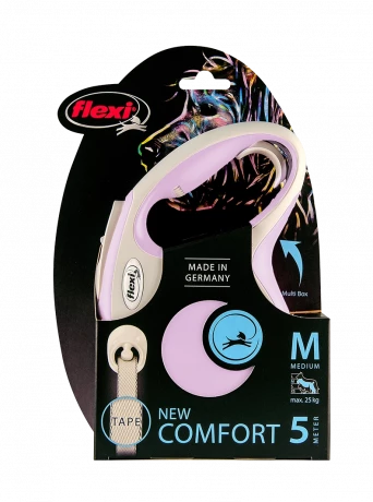 Поводок-рулетка flexi New Comfort M 5 м 25 кг лента, розовый