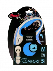 Поводок-рулетка flexi New Comfort M 5 м 25 кг лента, синий