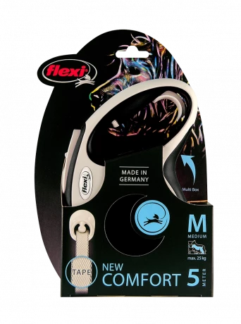 Поводок-рулетка flexi New Comfort M 5 м 25 кг лента, черный