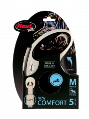 Поводок-рулетка flexi New Comfort M 5 м 25 кг лента, черный