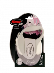Поводок-рулетка flexi Style M 5 м 25 кг лента, белый