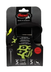 Поводок-рулетка для собак flexi Safari Leopard S 5 м трос, желтый