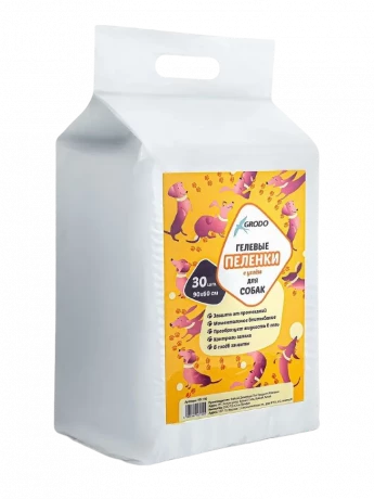 Гелевые пеленки GRODO для собак 90х60 см с углем, 30 шт.