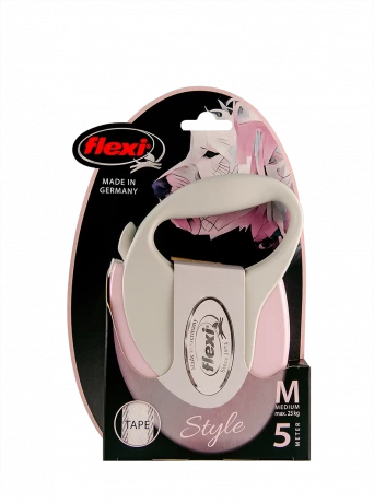Поводок-рулетка flexi Style M 5 м 25 кг лента, розовый
