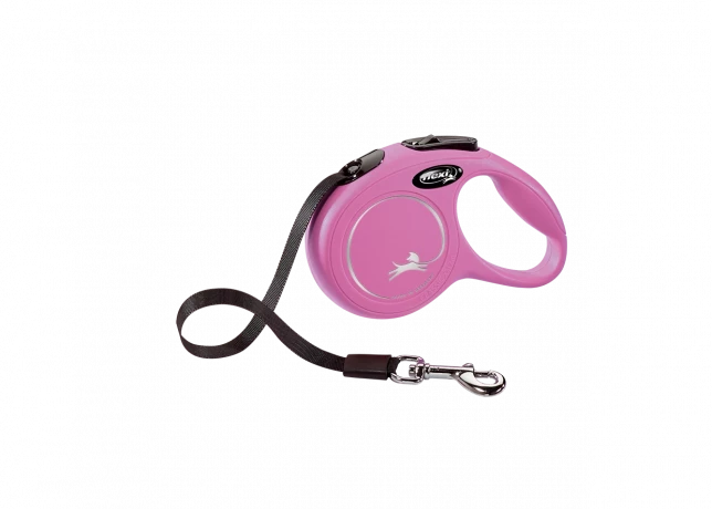 Поводок-рулетка для собак flexi New Classic XS 3 м лента, розовый