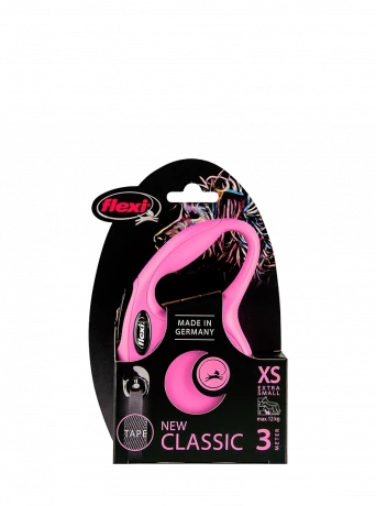 Поводок-рулетка для собак flexi New Classic XS 3 м лента, розовый