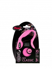 Поводок-рулетка для собак flexi New Classic XS 3 м лента, розовый