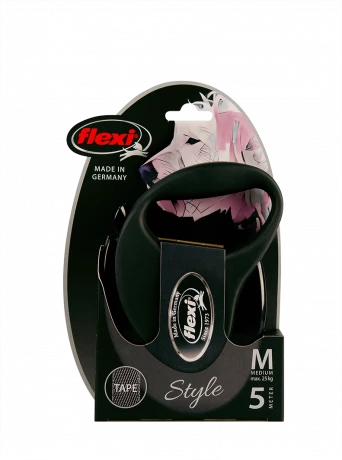 Поводок-рулетка flexi Style M 5 м 25 кг лента, черный