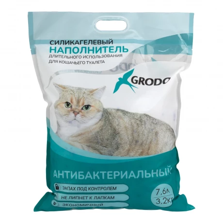Силикагелевый наполнитель Grodo антибактериальный, 7,6 л