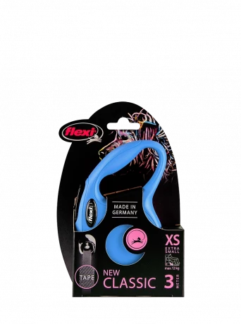 Поводок-рулетка для собак flexi New Classic XS 3 м лента, синий