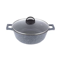 Жаровня GRANIT 26 см, с термостойкой стеклянной крышкой