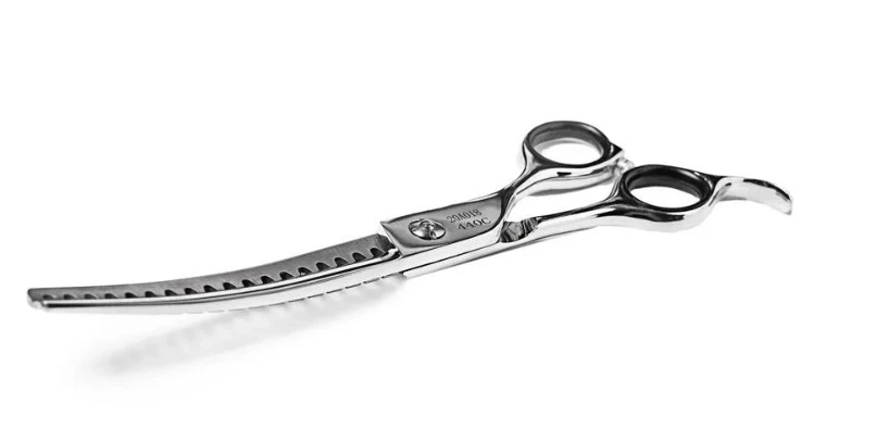 Ножницы GRODO изогнутые шанкеры с большим черным винтом, 7" 18T