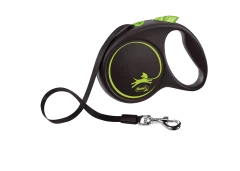 Поводок-рулетка для собак flexi Black Design M 5 м 25 кг лента, зеленый
