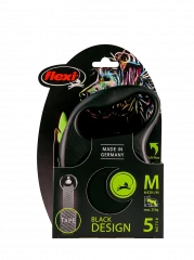 Поводок-рулетка для собак flexi Black Design M 5 м 25 кг лента, зеленый