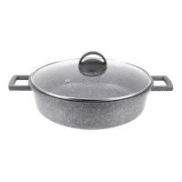 Жаровня GRANIT 28 см, с термостойкой стеклянной крышкой