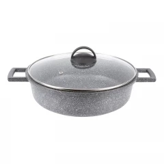 Жаровня GRANIT 28 см, с термостойкой стеклянной крышкой