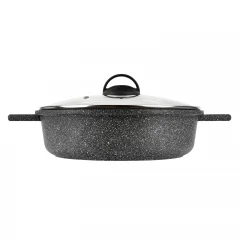 Жаровня GRANIT 28 см, с термостойкой стеклянной крышкой