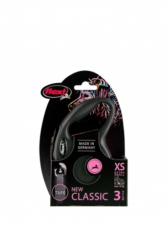 Поводок-рулетка для собак flexi New Classic XS 3 м лента, черный