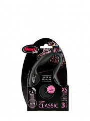 Поводок-рулетка для собак flexi New Classic XS 3 м лента, черный
