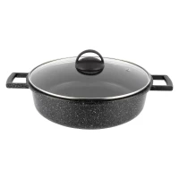 Жаровня GURMAN 28 см, с термостойкой стеклянной крышкой, индукционное дно