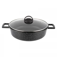 Жаровня GURMAN 28 см, с термостойкой стеклянной крышкой, индукционное дно