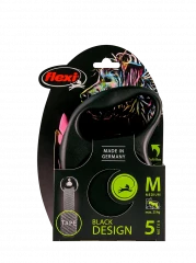 Поводок-рулетка для собак flexi Black Design M 5 м 25 кг лента, розовый