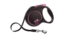 Поводок-рулетка для собак flexi Black Design M 5 м 25 кг лента, розовый