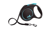 Поводок-рулетка для собак flexi Black Design M 5 м 25 кг лента, синий