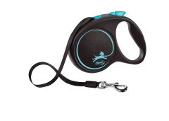 Поводок-рулетка для собак flexi Black Design M 5 м 25 кг лента, синий