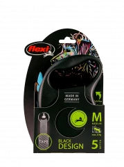 Поводок-рулетка для собак flexi Black Design M 5 м 25 кг лента, синий