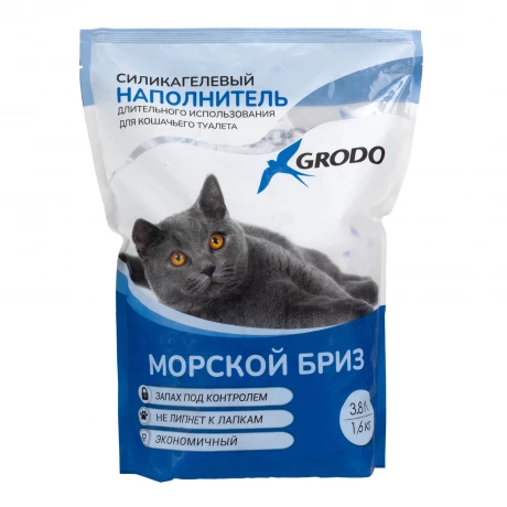 Силикагелевый наполнитель Grodo с ароматом морской бриз, 3,8 л