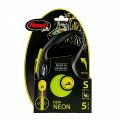 Поводок-рулетка для собак flexi New Neon S 5 м трос, желтый
