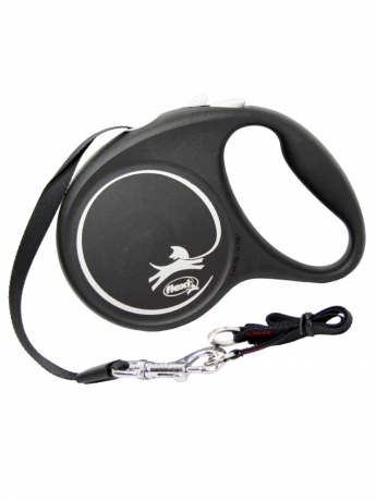 Поводок-рулетка для собак flexi Black Design M 5 м 25 кг лента, черный