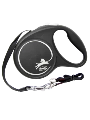 Поводок-рулетка для собак flexi Black Design M 5 м 25 кг лента, черный