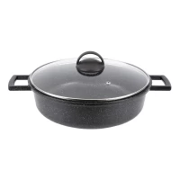 Жаровня GURMAN 28 см, с термостойкой стеклянной крышкой