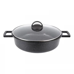 Жаровня GURMAN 28 см, с термостойкой стеклянной крышкой