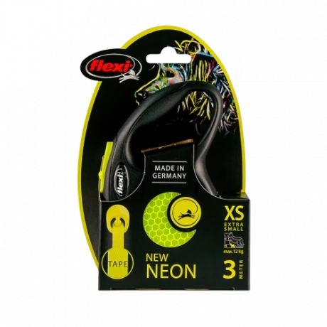 Поводок-рулетка для собак flexi New Neon XS 3 м лента, желтый