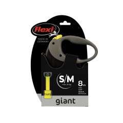 Поводок-рулетка для собак flexi Giant S/M Neon 8 м лента, черный