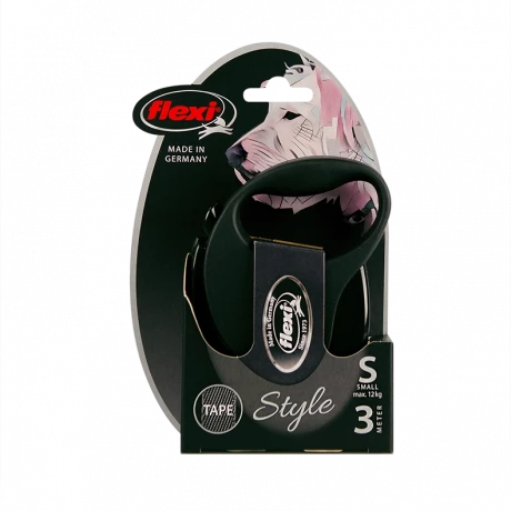 Поводок-рулетка flexi Style S 3 м 12 кг лента, черный