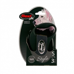 Поводок-рулетка flexi Style S 3 м 12 кг лента, черный