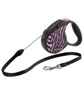 Поводок-рулетка для собак flexi Safari Zebra S 5 м трос, розовая
