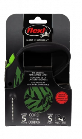 Поводок-рулетка для собак flexi Safari Tiger S 5 м трос, зеленая