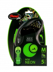 Поводок-рулетка для собак flexi Neon M 5 м лента, зеленый